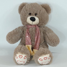 Ведмедик Аркаша блискучий шарф капучіно мал 70см