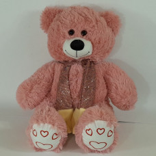 Ведмедик Аркаша блискучий шарф темно-рожевий мал 70см